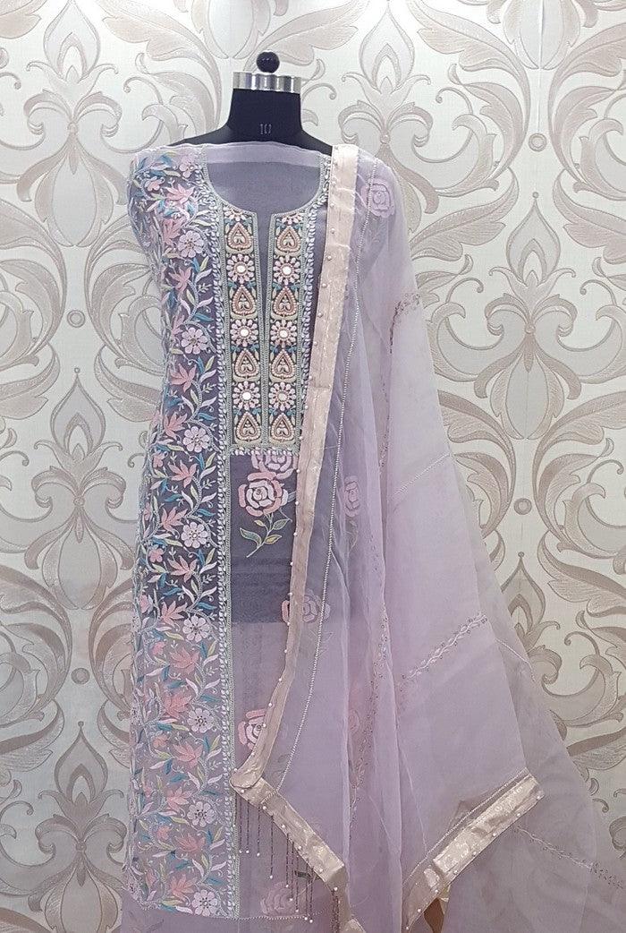 Chikankari Designer Organza Suit - Adah Chikankari