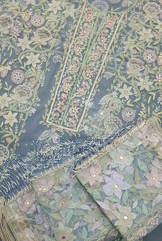 Chikankari Designer Organza Suit - Adah Chikankari