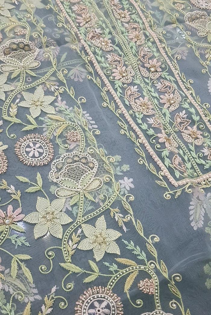 Chikankari Designer Organza Suit - Adah Chikankari