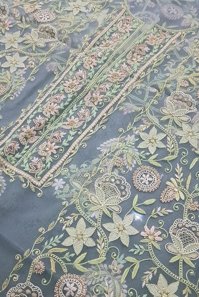 Chikankari Designer Organza Suit - Adah Chikankari