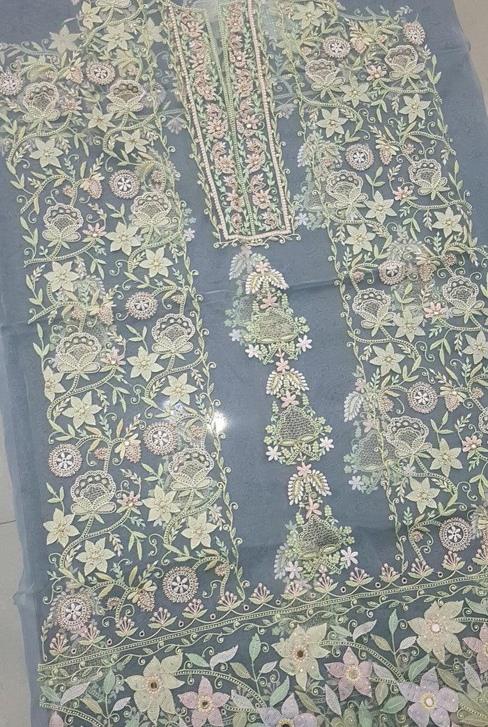 Chikankari Designer Organza Suit - Adah Chikankari