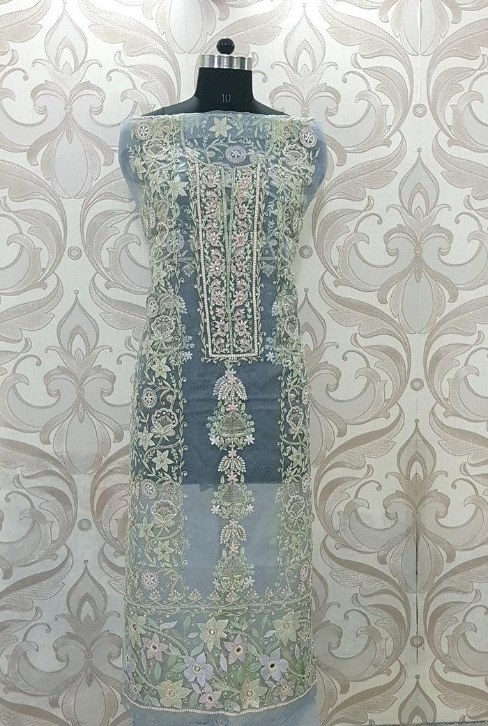 Chikankari Designer Organza Suit - Adah Chikankari