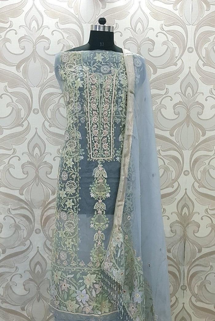 Chikankari Designer Organza Suit - Adah Chikankari