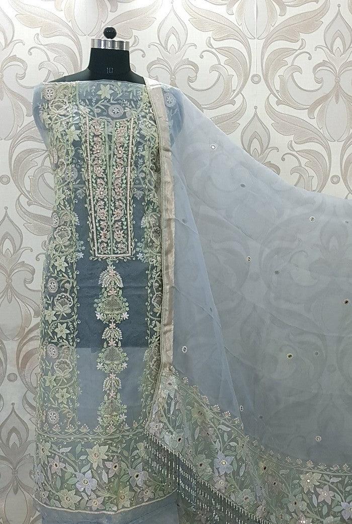Chikankari Designer Organza Suit - Adah Chikankari