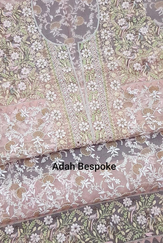 Chikankari Designer Organza Suit - Adah Chikankari