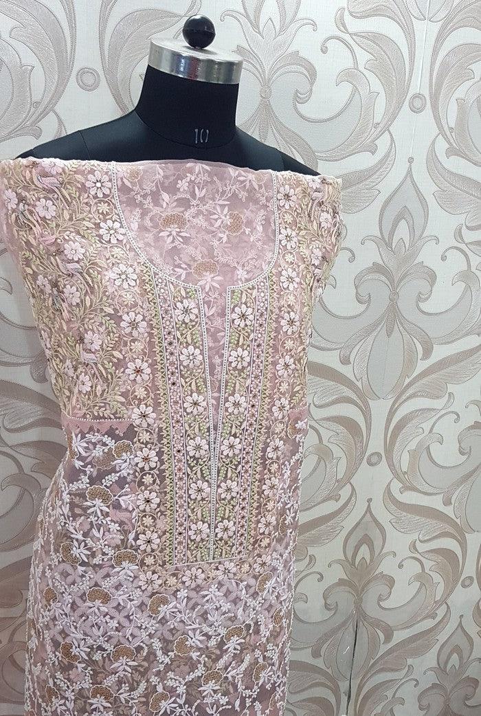 Chikankari Designer Organza Suit - Adah Chikankari