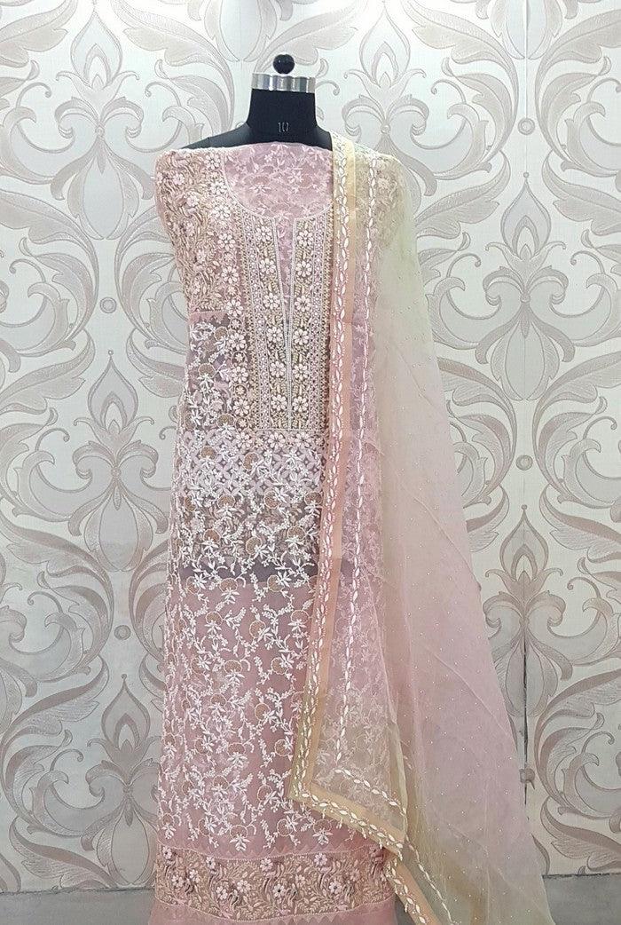 Chikankari Designer Organza Suit - Adah Chikankari