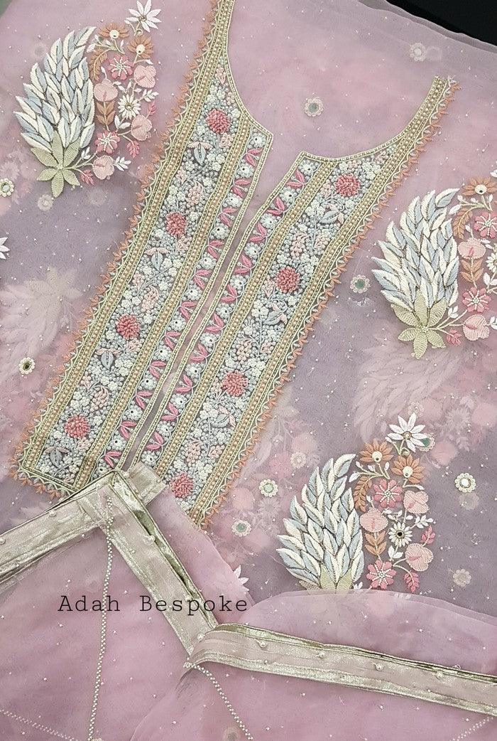 Chikankari Designer Organza Suit - Adah Chikankari