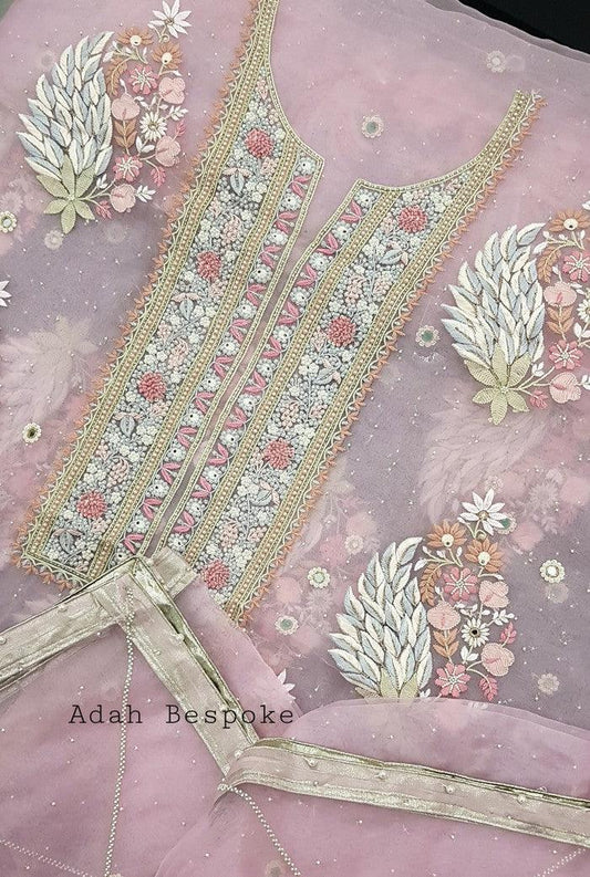 Chikankari Designer Organza Suit - Adah Chikankari