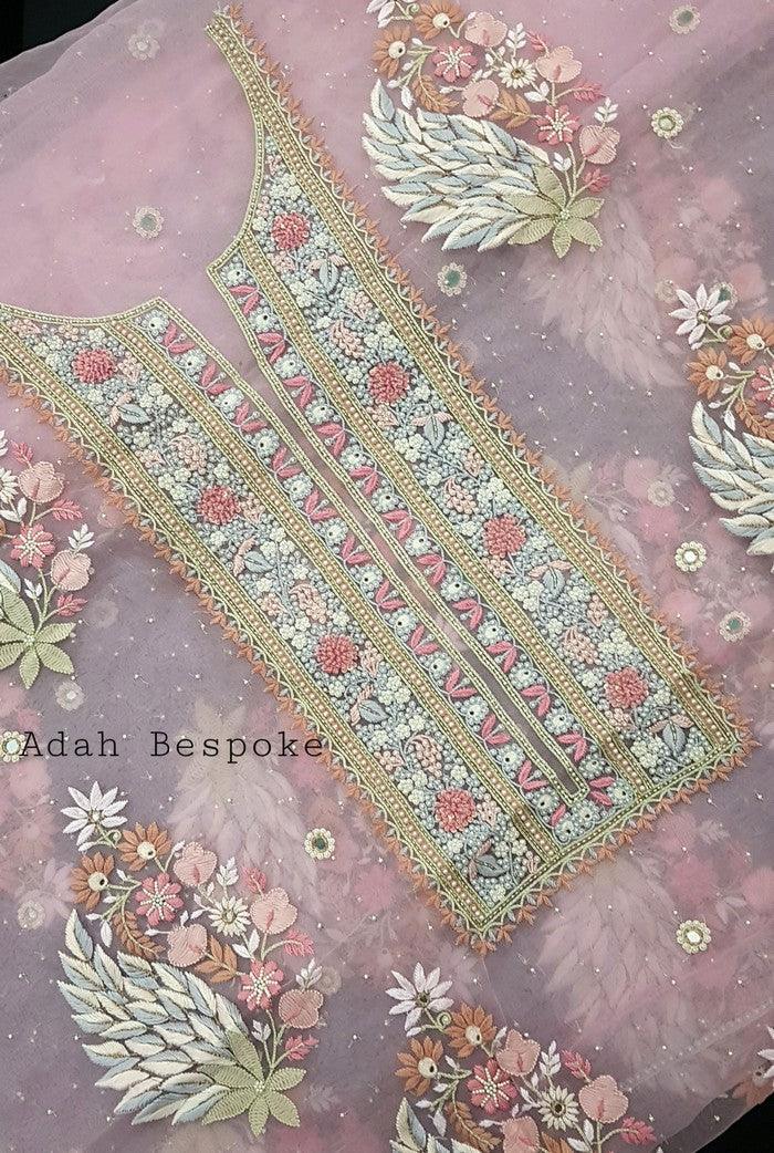 Chikankari Designer Organza Suit - Adah Chikankari