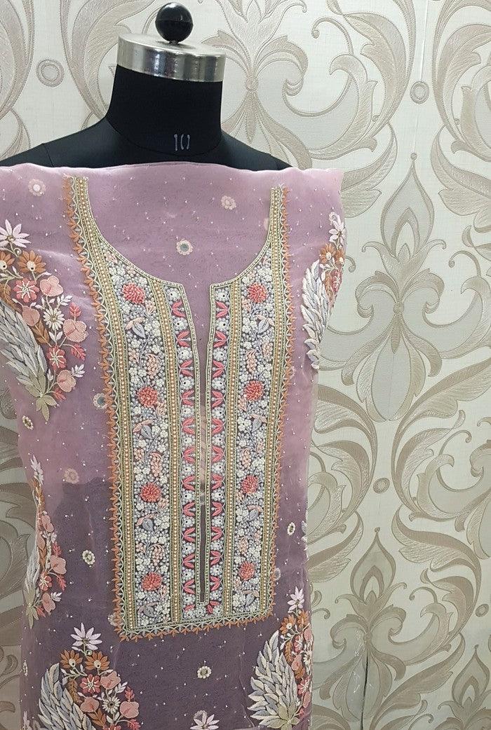 Chikankari Designer Organza Suit - Adah Chikankari