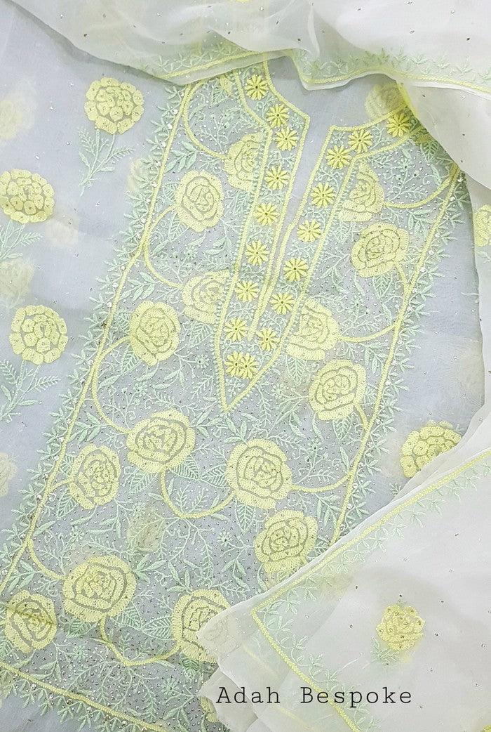 online chikankari organza suits