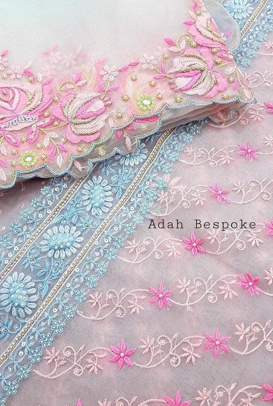 Chikankari Designer Organza Suit - Adah Chikankari