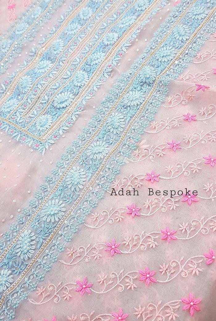 Chikankari Designer Organza Suit - Adah Chikankari