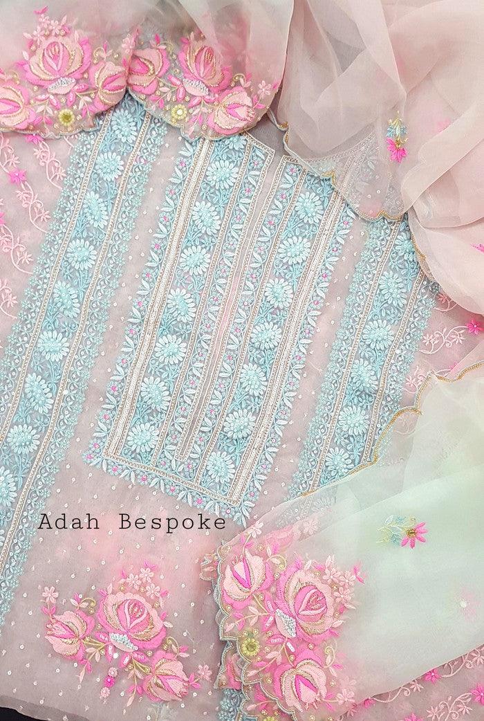 Chikankari Designer Organza Suit - Adah Chikankari