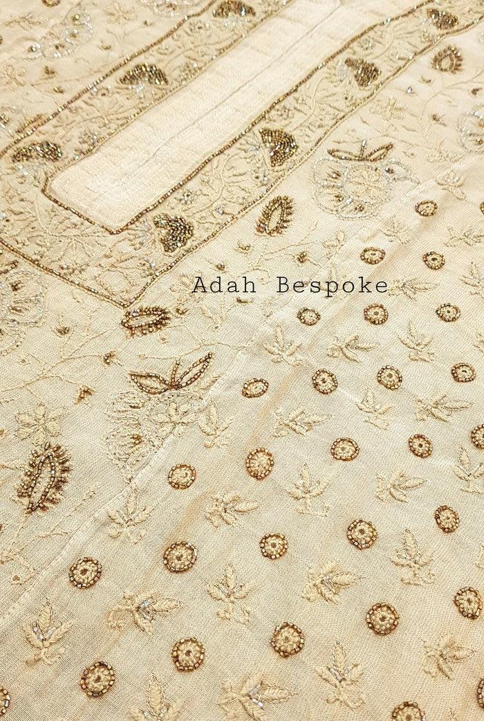 Tissue Silk Designer Suit ( Pearl & Cutdana ) - Adah Chikankari