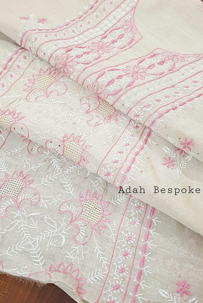Tissue Silk Designer Suit ( Kurta & Dupatta ) - Adah Chikankari