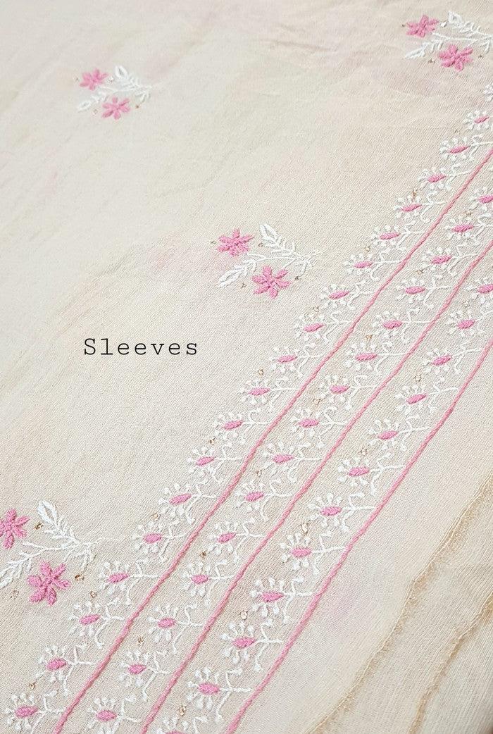 Tissue Silk Designer Suit ( Kurta & Dupatta ) - Adah Chikankari