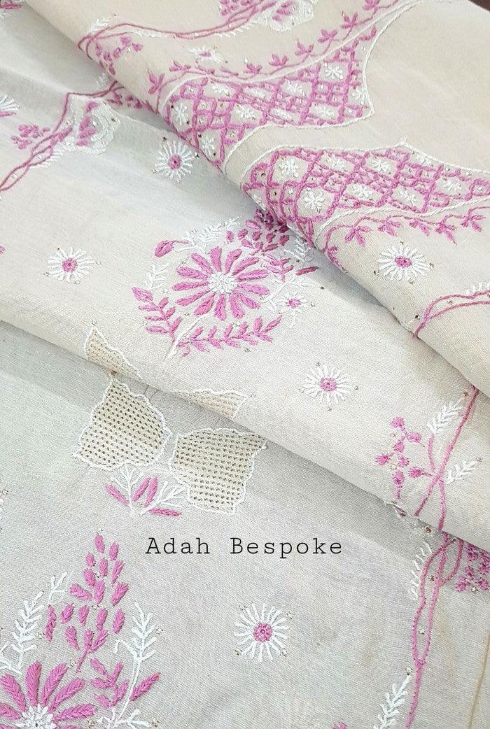 Tissue Silk Designer Suit ( Kurta & Dupatta ) - Adah Chikankari