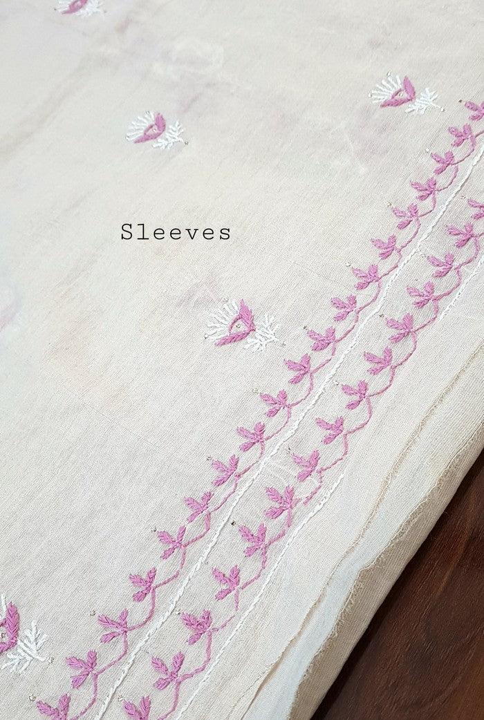 Tissue Silk Designer Suit ( Kurta & Dupatta ) - Adah Chikankari