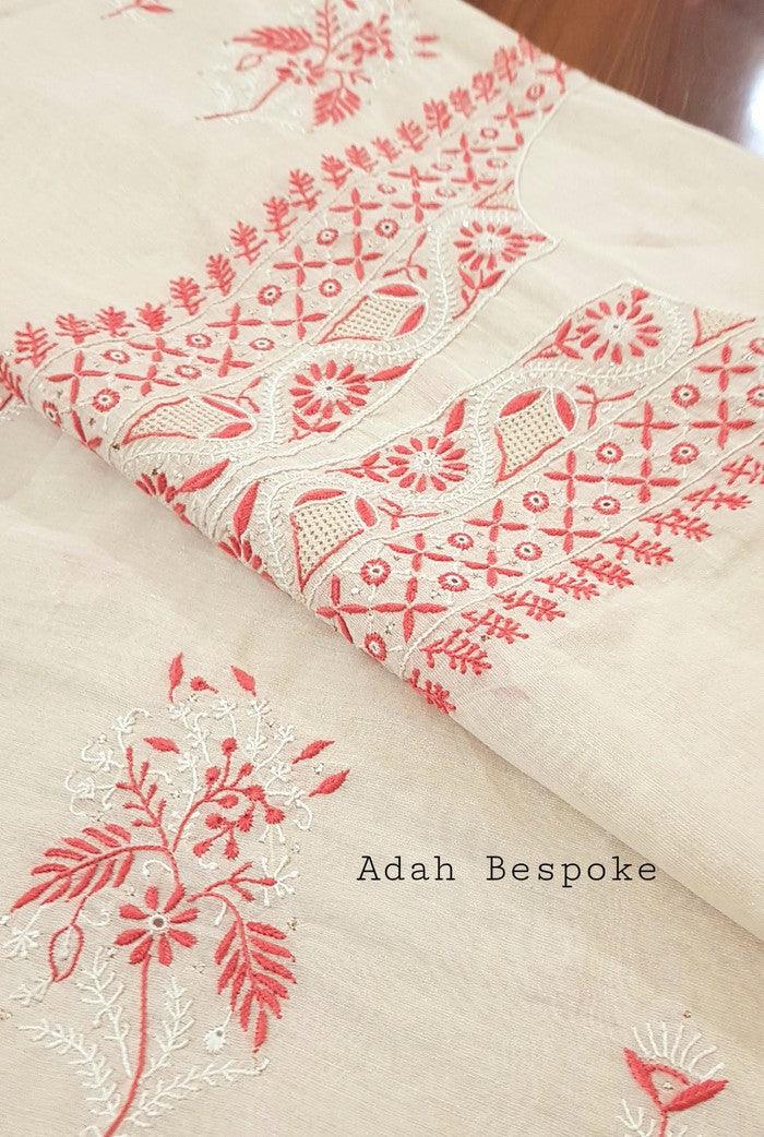 Tissue Silk Designer Suit ( Kurta & Dupatta ) - Adah Chikankari