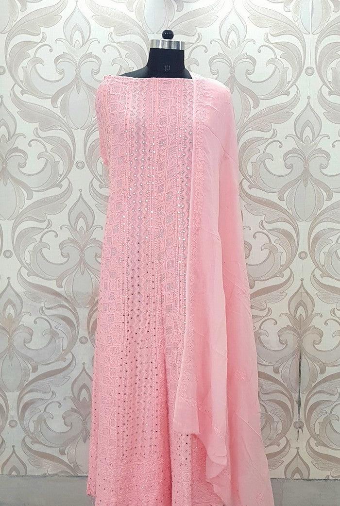Chikankari Georgette Anarkali ( Semi Stitched ) - Adah Chikankari