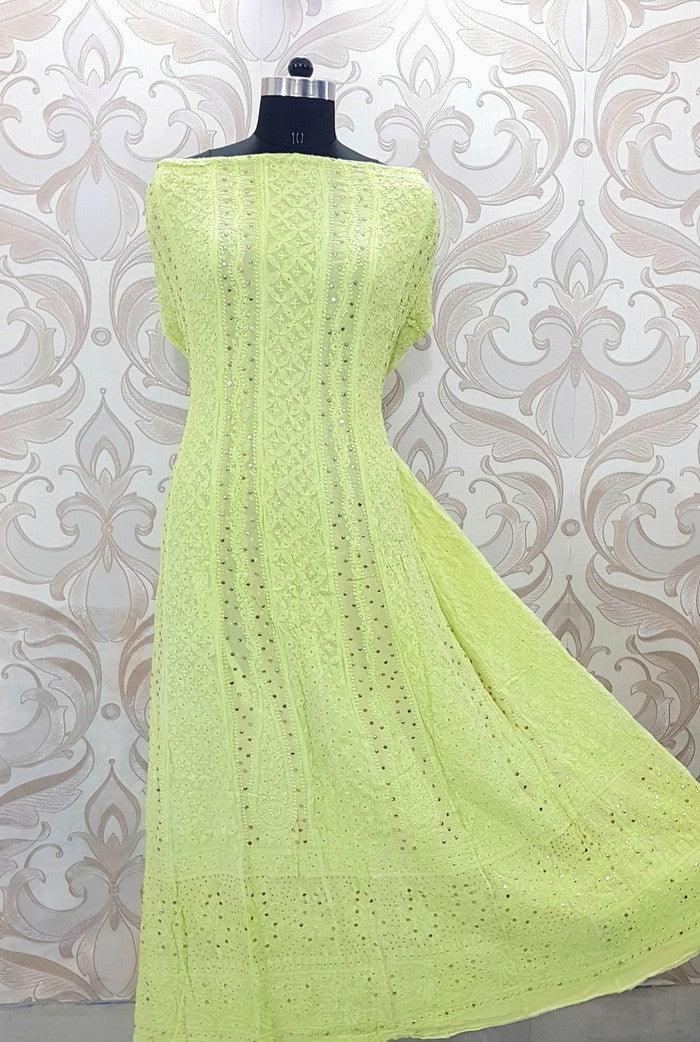 Chikankari Viscose Georgette Anarkali ( Semi Stitched ) - Adah Chikankari