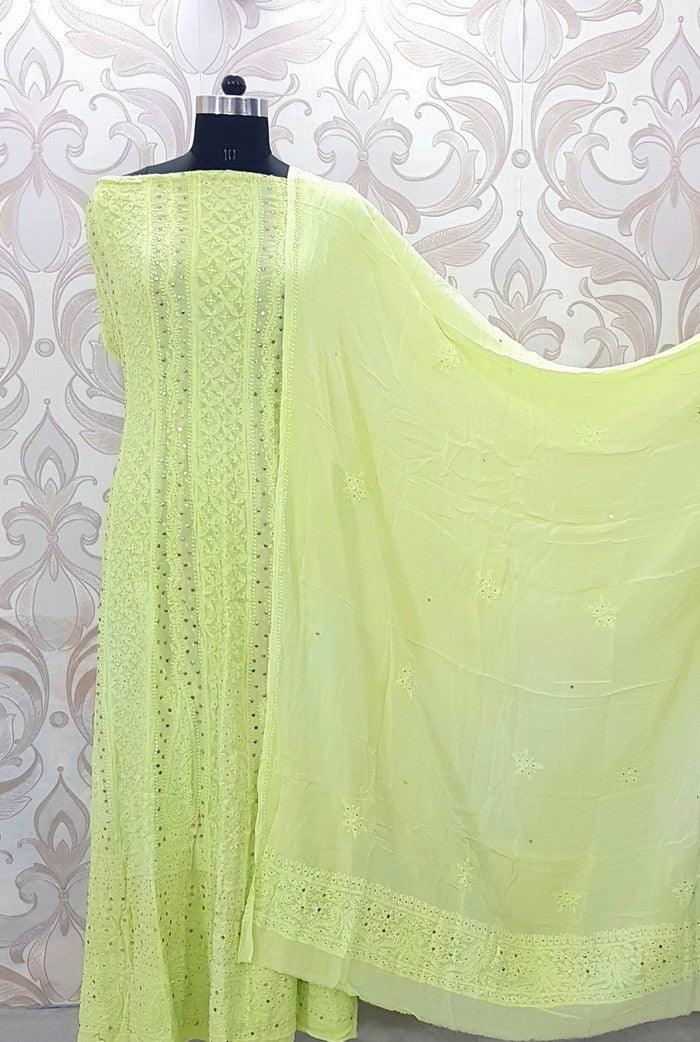 Chikankari Georgette Anarkali ( Semi Stitched ) - Adah Chikankari