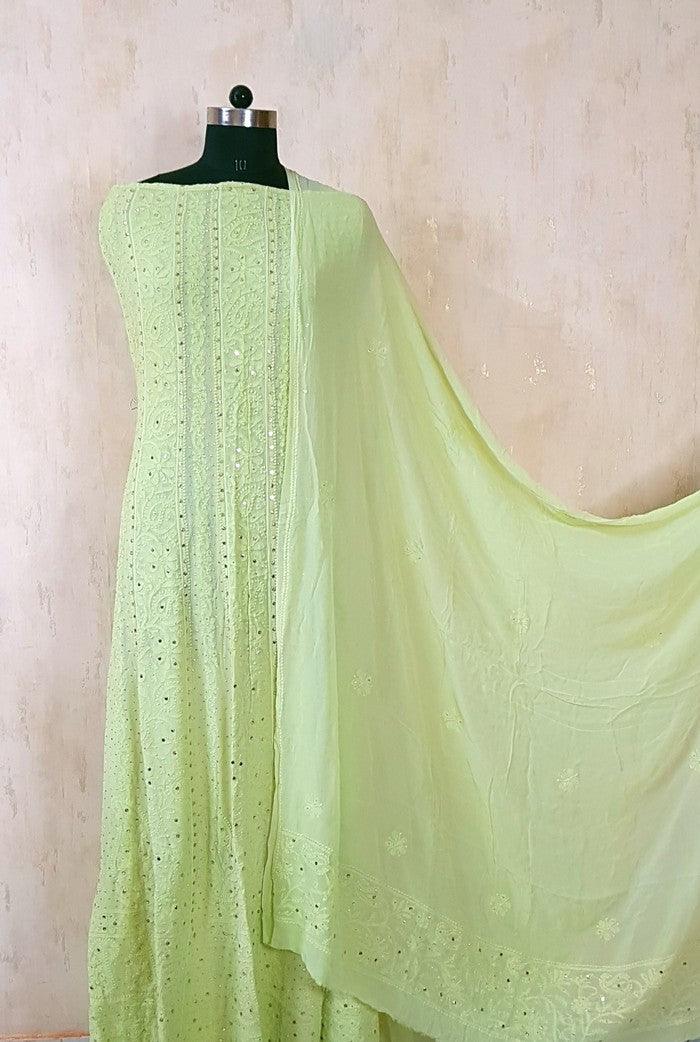 Chikankari Georgette Anarkali ( Semi Stitched ) - Adah Chikankari