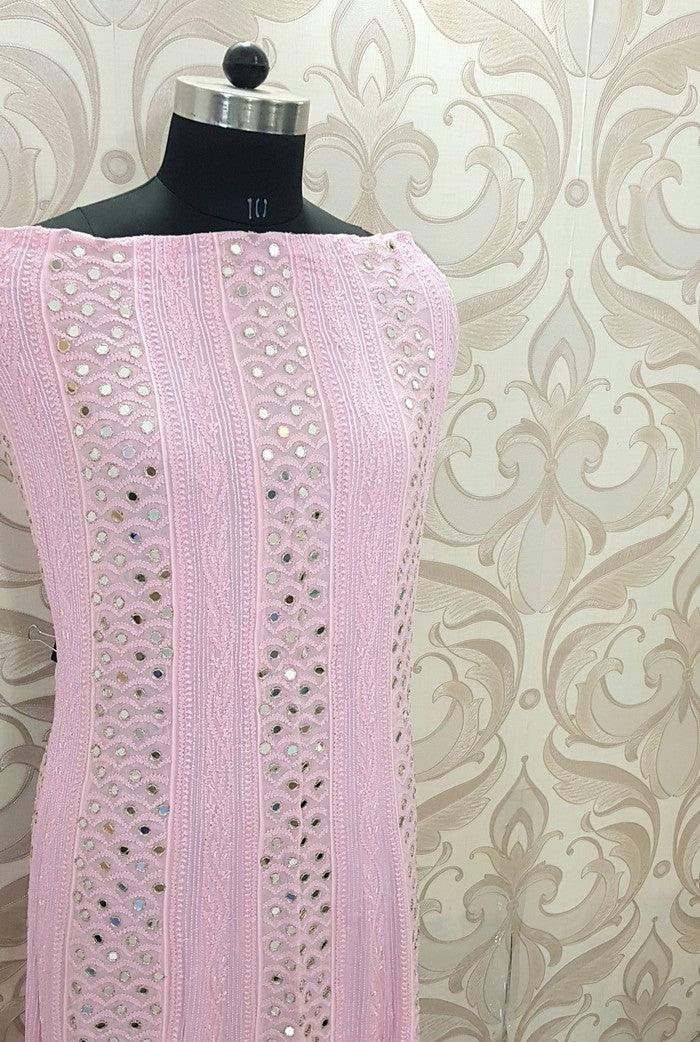 Chikankari Georgette Anarkali ( Pearl & Mirror Work ) - Adah Chikankari