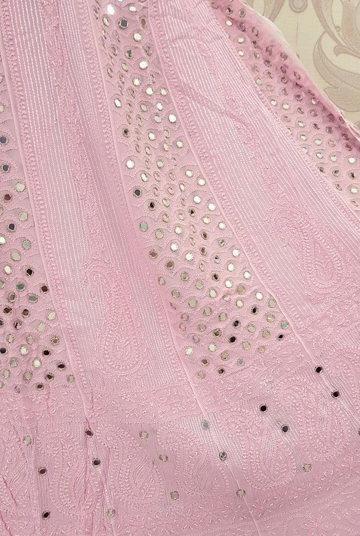 Chikankari Georgette Anarkali ( Pearl & Mirror Work ) - Adah Chikankari