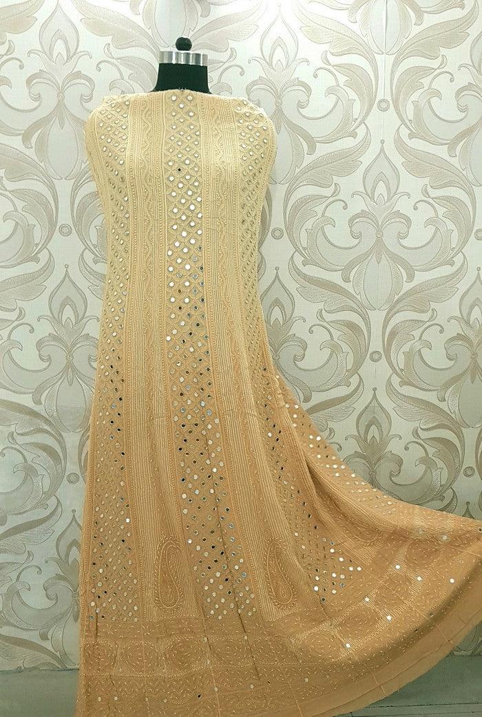 Chikankari Georgette Anarkali ( Pearl & Mirror Work ) - Adah Chikankari