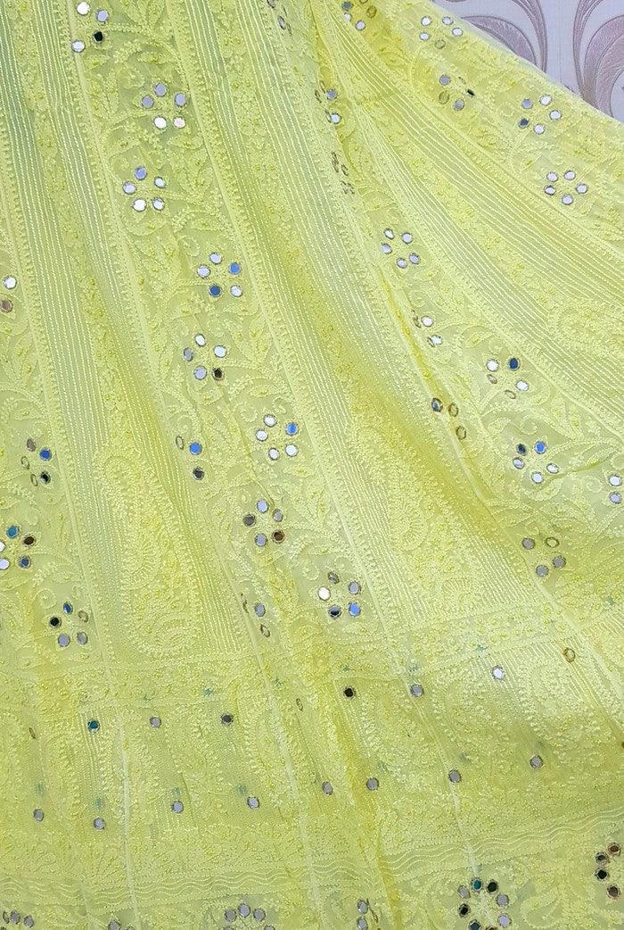 Chikankari Georgette Anarkali ( Pearl & Mirror Work ) - Adah Chikankari
