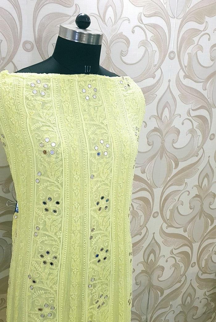 Chikankari Georgette Anarkali ( Pearl & Mirror Work ) - Adah Chikankari