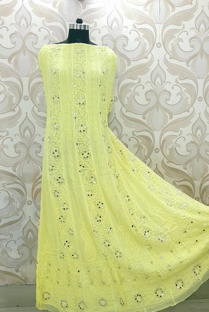 Chikankari Georgette Anarkali ( Pearl & Mirror Work ) - Adah Chikankari