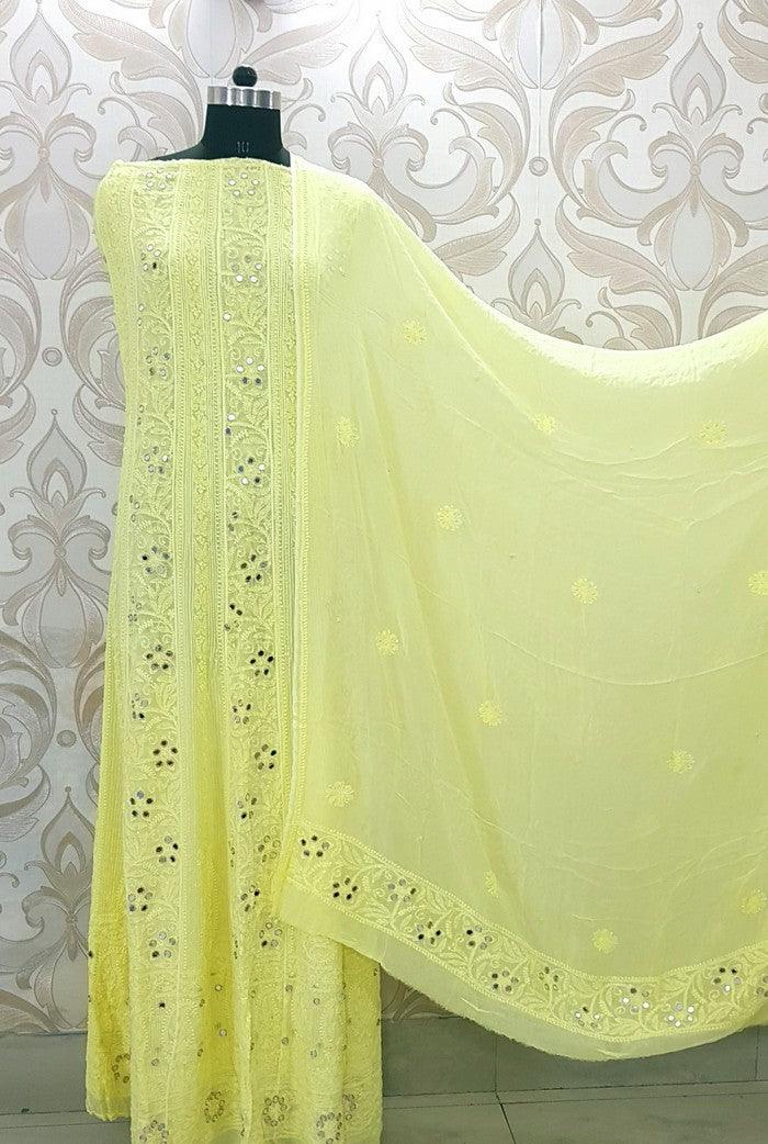 Chikankari Georgette Anarkali ( Pearl & Mirror Work ) - Adah Chikankari