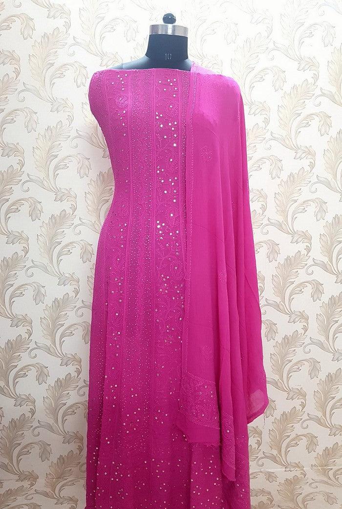 Chikankari Georgette Anarkali ( Semi Stitched ) - Adah Chikankari