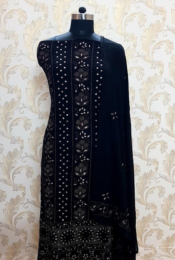 Chikankari Viscose Georgette Suit ( Gotta Patti ) - Adah Chikankari