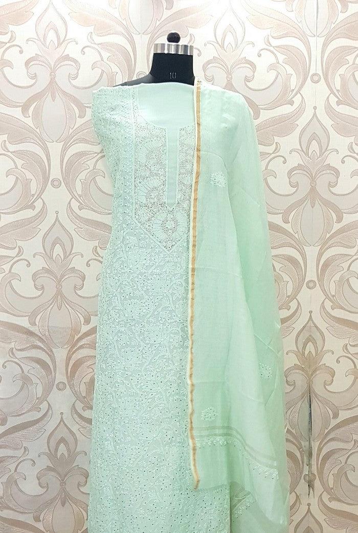 Chikankari Chanderi Silk Suits ( Kurta & Dupatta ) - Adah Chikankari