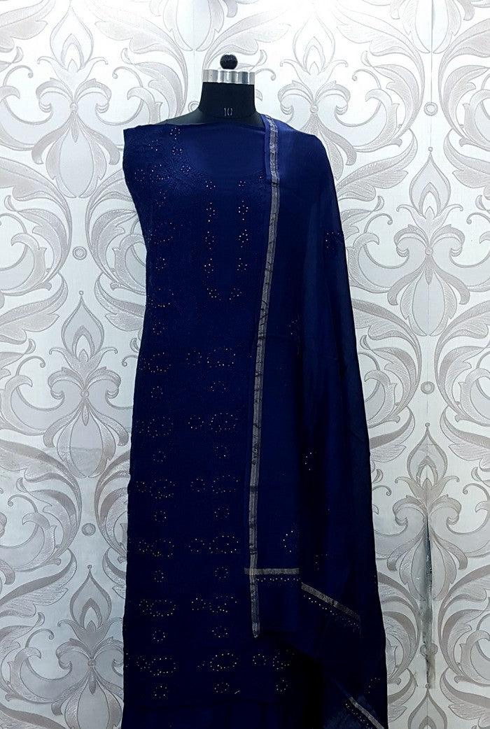 Chikankari Chanderi Silk Suits ( Kurta & Dupatta ) - Adah Chikankari
