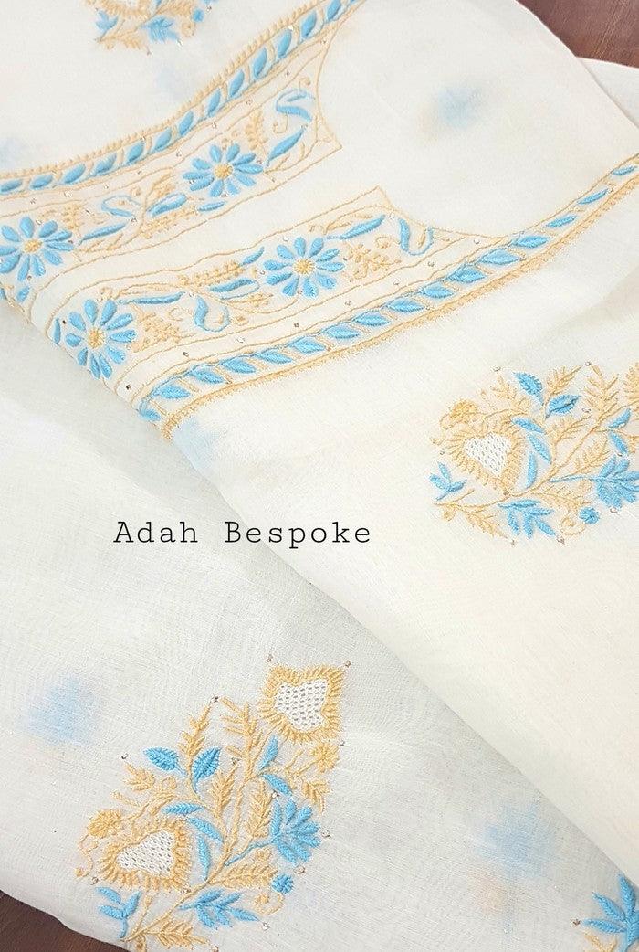 Chikankari Mul Chanderi Designer Suit - Adah Chikankari