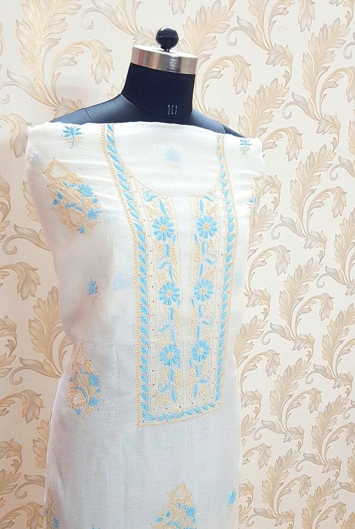 Chikankari Mul Chanderi Designer Suit - Adah Chikankari