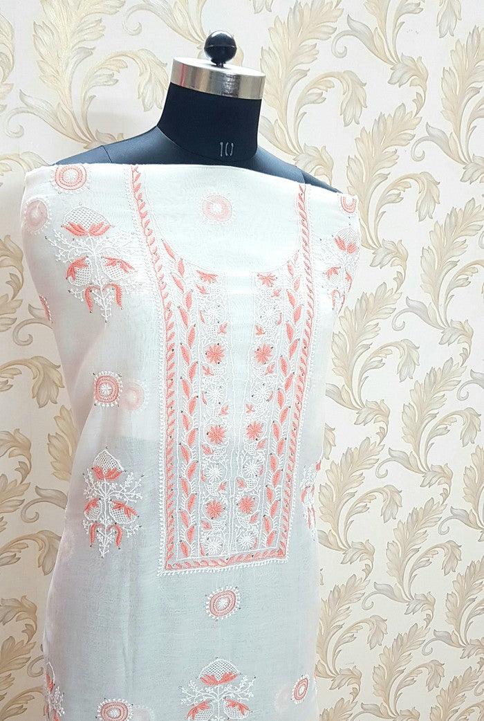 Chikankari Mul Chanderi Designer Suit - Adah Chikankari