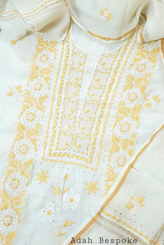 Chikankari Mul Chanderi Designer Suit - Adah Chikankari