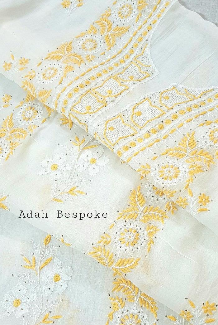 Chikankari Mul Chanderi Designer Suit - Adah Chikankari