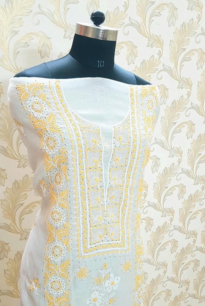 Chikankari Mul Chanderi Designer Suit - Adah Chikankari