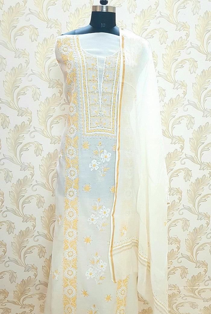 Chikankari Mul Chanderi Designer Suit - Adah Chikankari