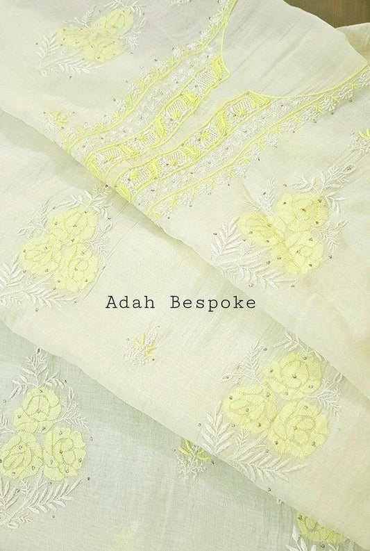 Chikankari Mul Chanderi Designer Suit - Adah Chikankari