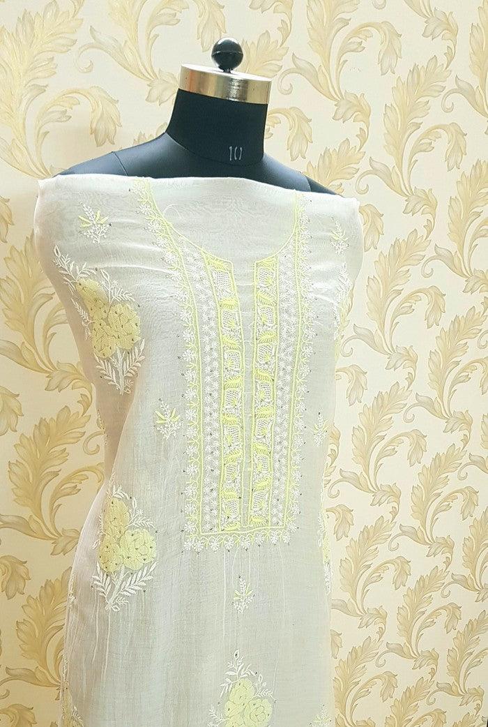 Chikankari Mul Chanderi Designer Suit - Adah Chikankari