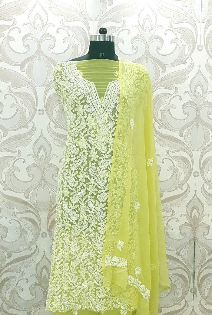 Chikankari Semi Georgette Suit ( 3 Piece ) - Adah Chikankari